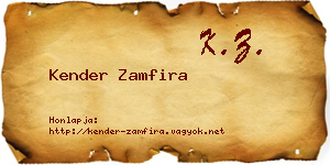Kender Zamfira névjegykártya